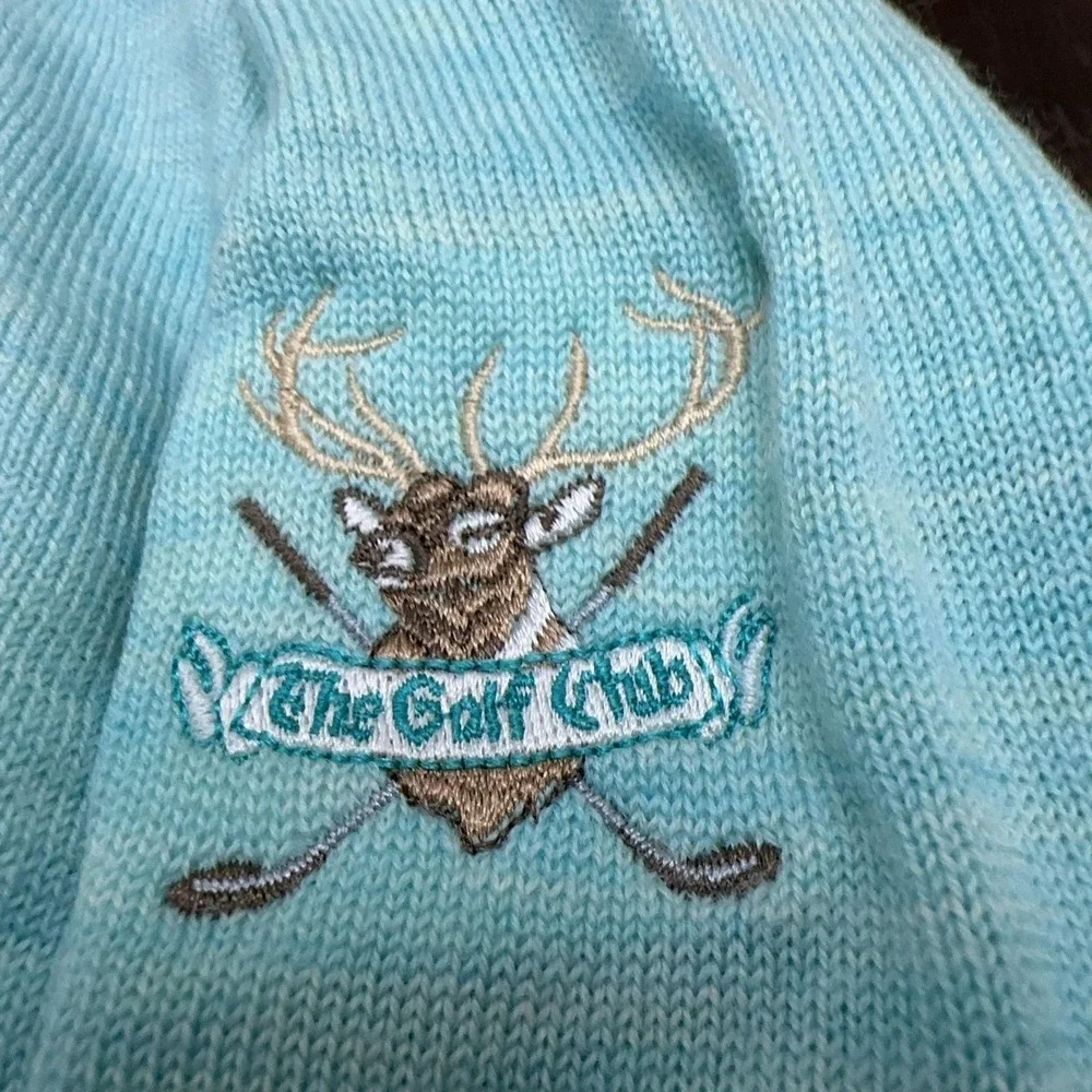 FootJoy Sweater Mens Large Blue 100% Wool 1/4 Zip Mock The Golf Club New Albany